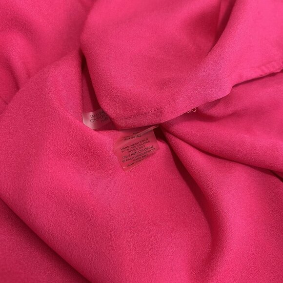 Calvin Klein Fuchsia Chiffon Blouse Pink Tassel Collared Neck Roll Tab Sleeve 3X - Picture 9 of 10